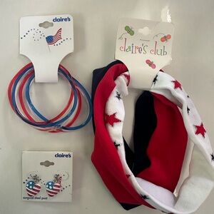 4th of July Claire’s Accessory Set – Earrings, Bracelets & Headbands 🇺🇸✨